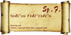 Szűcs Flórián névjegykártya