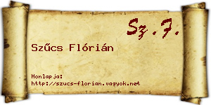 Szűcs Flórián névjegykártya